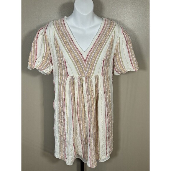 Maggie  London V Neck Baby Doll Colorful Dress Size 6 - Picture 1 of 10